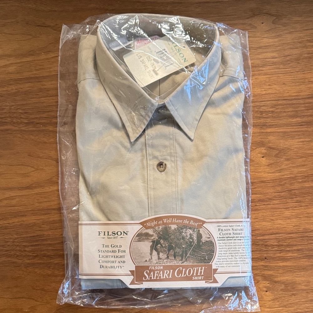 Filson Men's Safari Cloth Shirt c. 2006 - Khaki NWT and in Original Sealed Bag